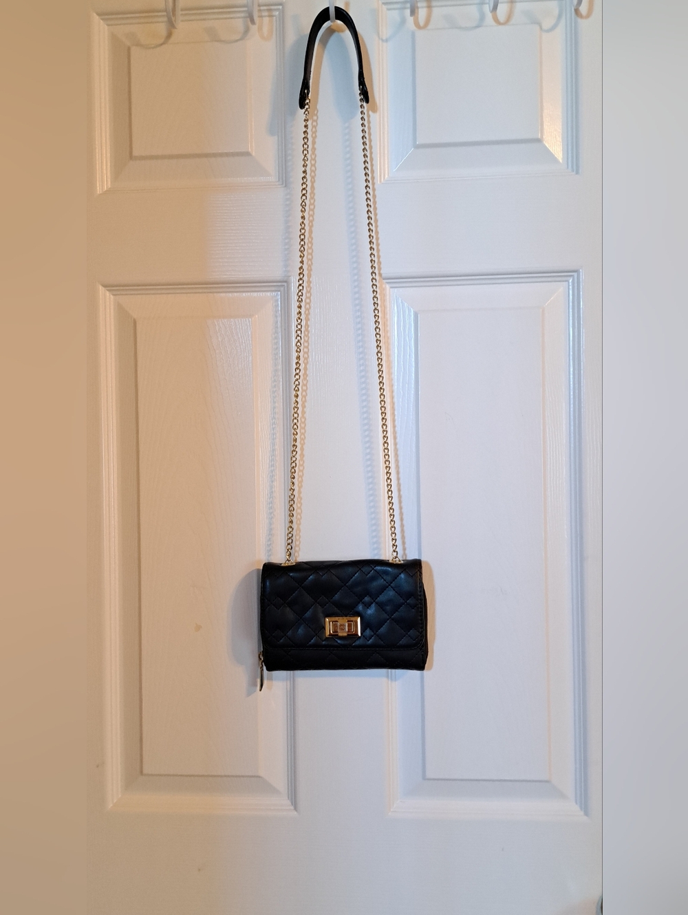 Mossimo Black Quilted Faux Leather Crossbody Handbag
